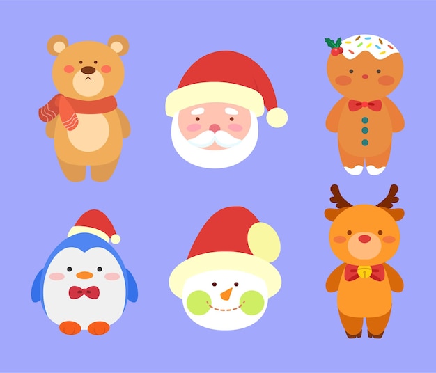 ベクトル 手描きのフラットクリスマスコレクション