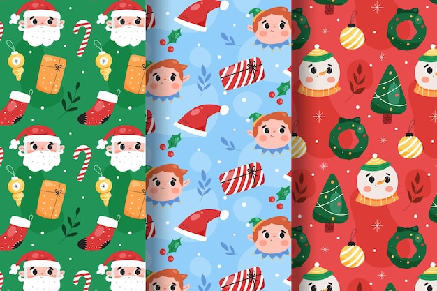 hand drawn flat christmas pattern design