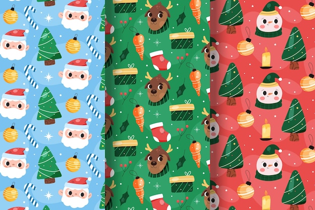hand drawn flat christmas pattern design