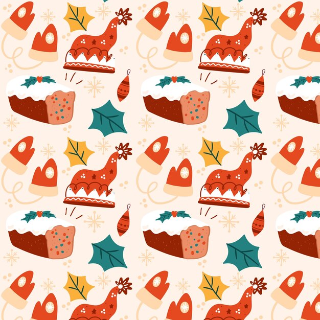 Hand drawn flat christmas pattern design