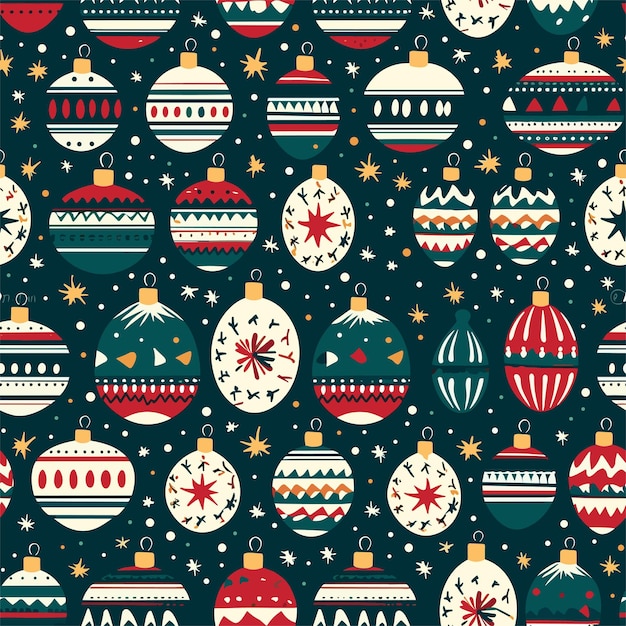 Vector hand drawn flat christmas pattern wrapping paper greeting cards