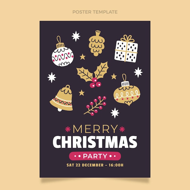 Hand drawn flat christmas vertical poster template
