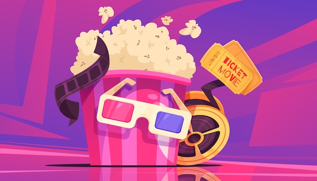 hand drawn flat cinema composition