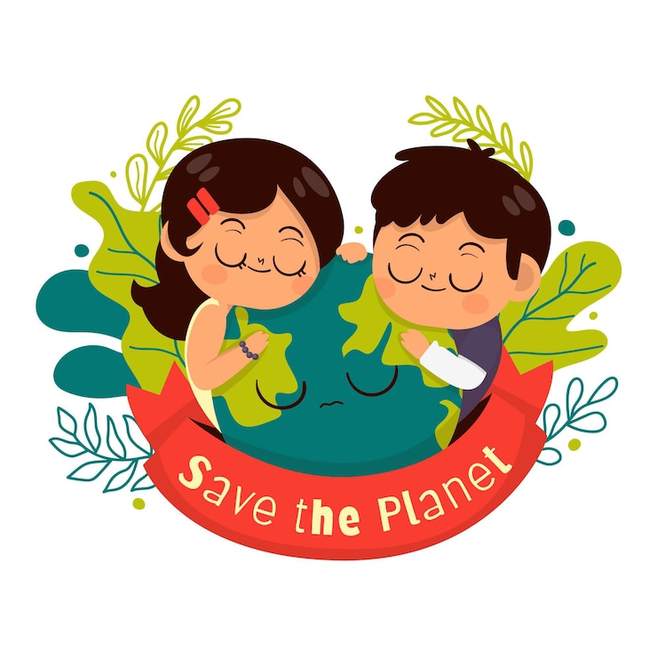 Vector hand drawn flat climate change concept illustration