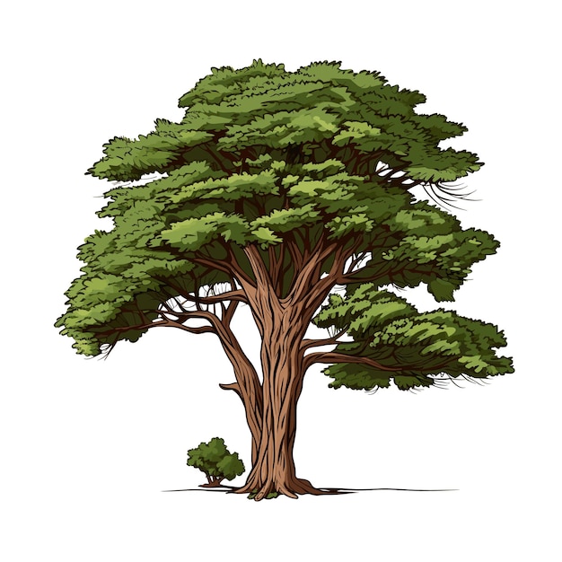 Hand Drawn Flat Color Cedar Tree Illustration
