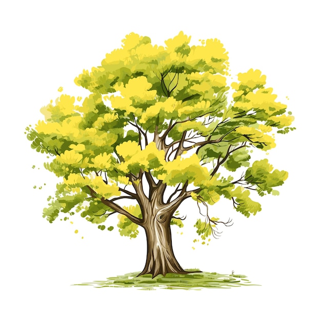 Hand Drawn Flat Color Ginkgo Tree Illustration