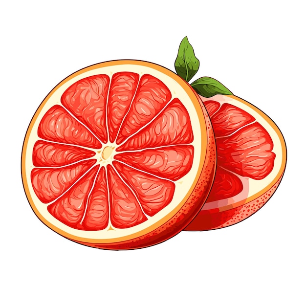 Hand Drawn Flat Color Grapefruit Illustration