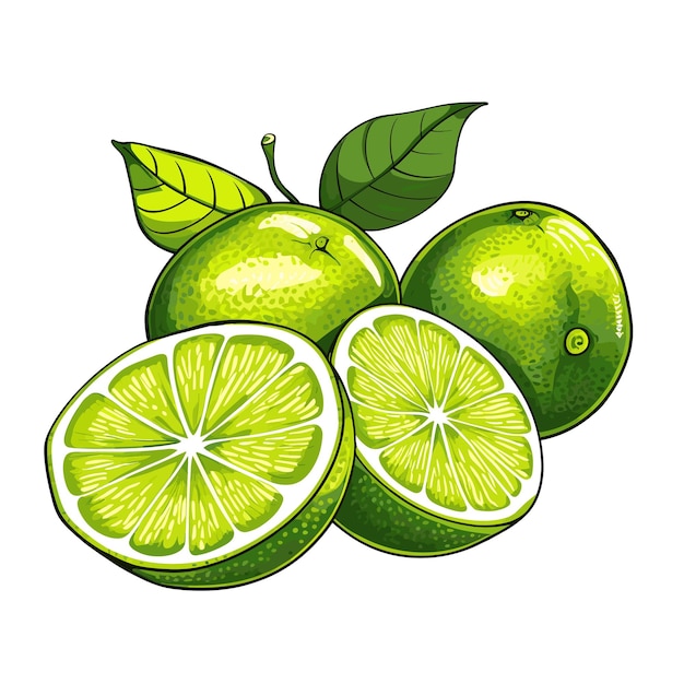 Hand Drawn Flat Color Lime Illustration