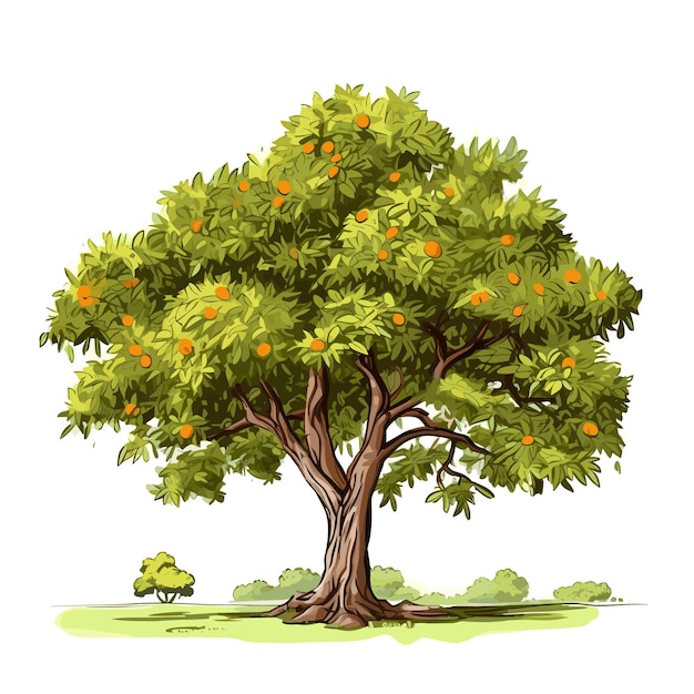Premium Vector Hand drawn flat color mango tree illustration