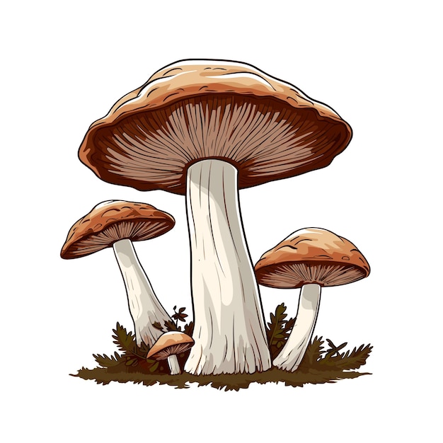 Hand Drawn Flat Color Mushroom Illustration