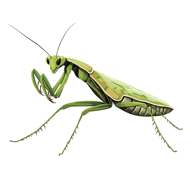 Vector hand drawn flat color praying mantis insect illustration