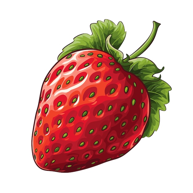 Hand Drawn Flat Color Strawberry Fruit Illustration