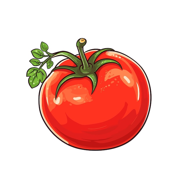 Hand Drawn Flat Color Tomato Illustration