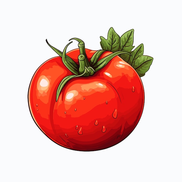 Hand Drawn Flat Color Tomato Illustration