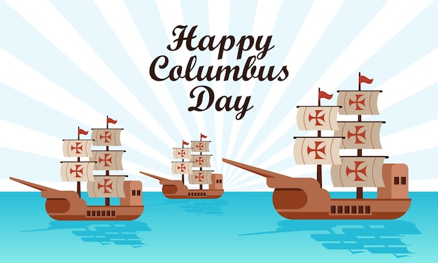 Hand drawn flat columbus day background