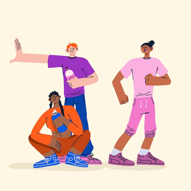 Vector hand drawn flat dance school