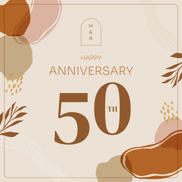 手描きフラットデザイン50周年と誕生日