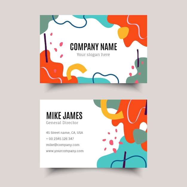 Vector hand drawn flat design abstract business card