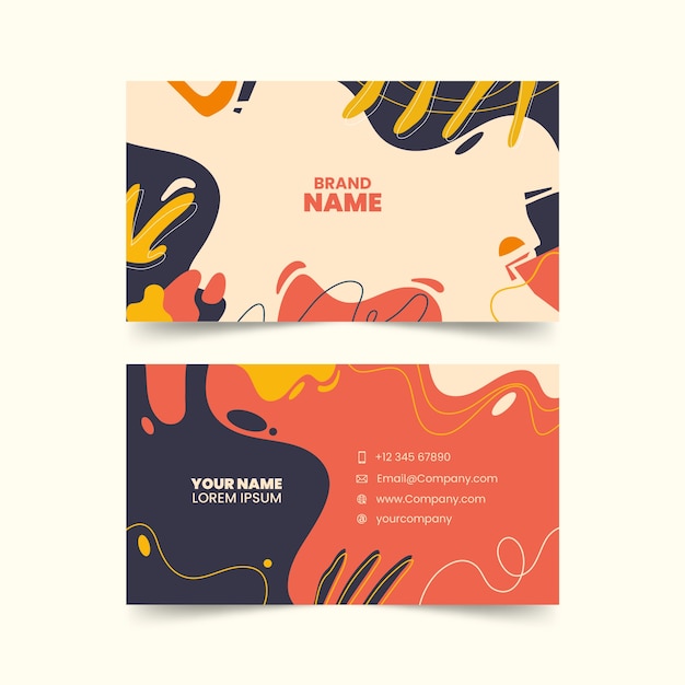 Vector hand drawn flat design abstract business card