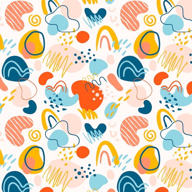 Vector hand drawn flat design abstract doodle pattern