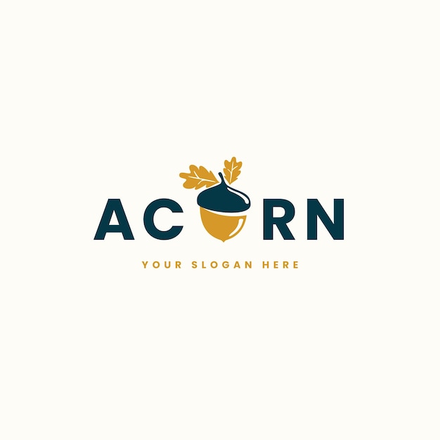 Hand drawn flat design acorn logo