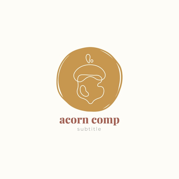 Vector hand drawn flat design acorn logo