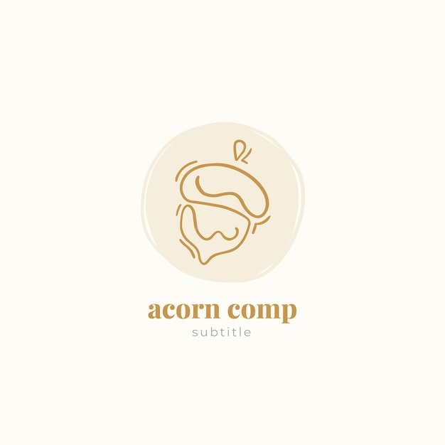 Vector hand drawn flat design acorn logo