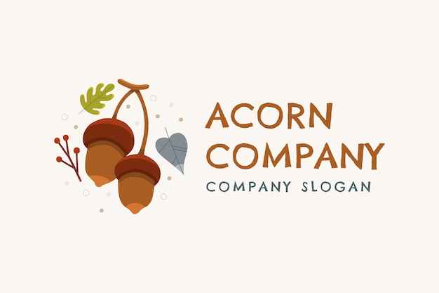 Hand drawn flat design acorn logo