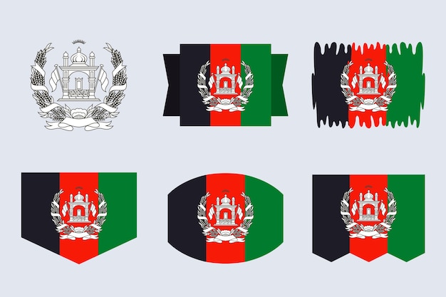 Vettore emblemi nazionali dell'afghanistan di design piatto disegnato a mano