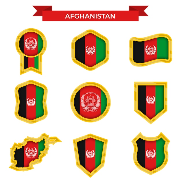 Vector hand drawn flat design afghanistan national emblems