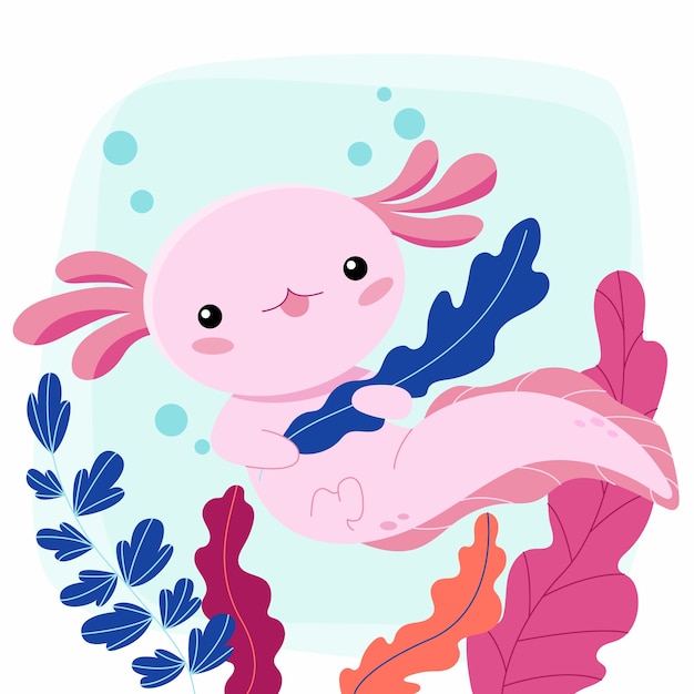 hand drawn flat design ajolote illustration