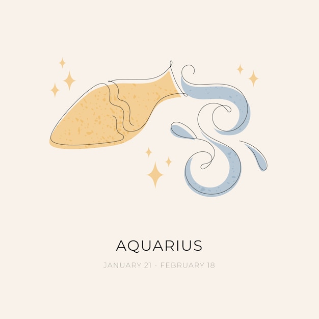 Vector hand drawn flat design aquarius logo