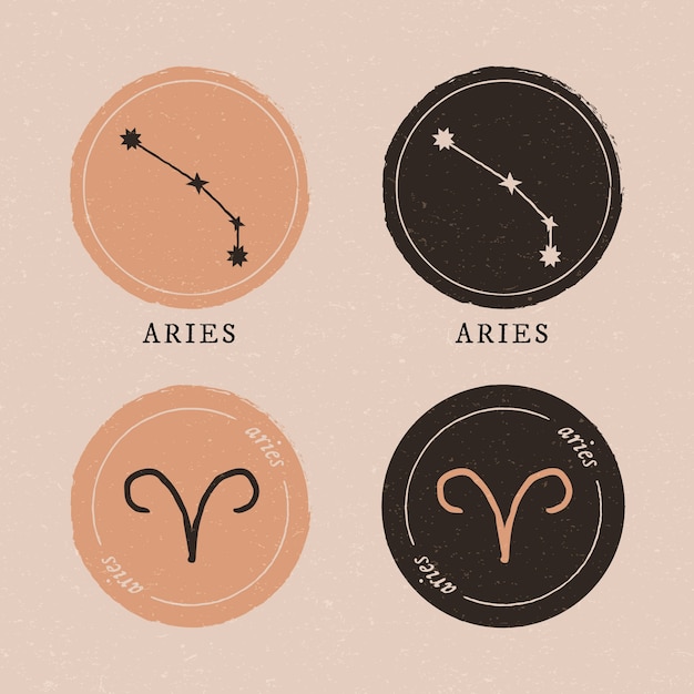 Hand drawn flat design aries logo