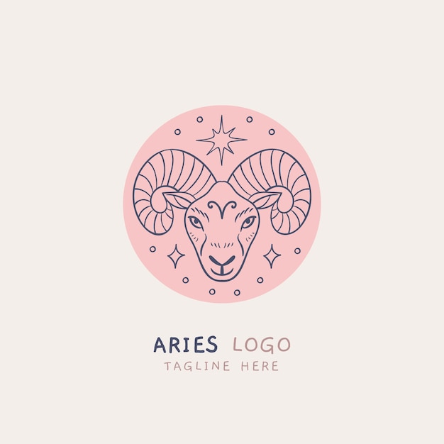 Vector hand drawn flat design aries logo