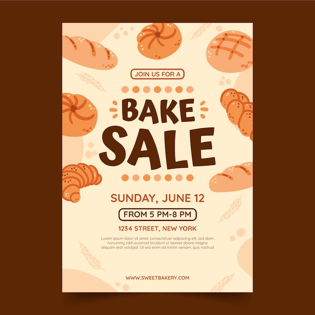 Hand drawn flat design bake sale flyer