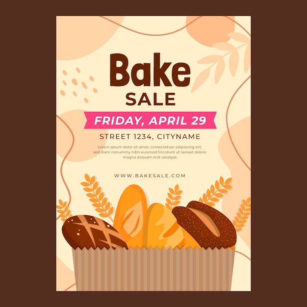 Hand drawn flat design bake sale flyer