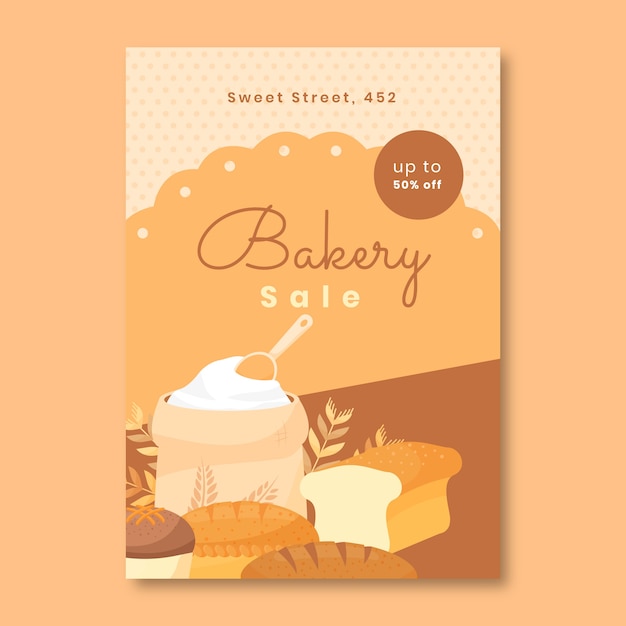 Hand drawn flat design bake sale flyer