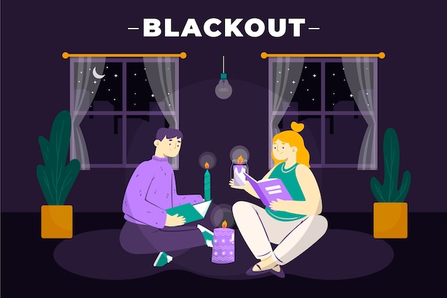 Hand drawn flat design blackout illustration