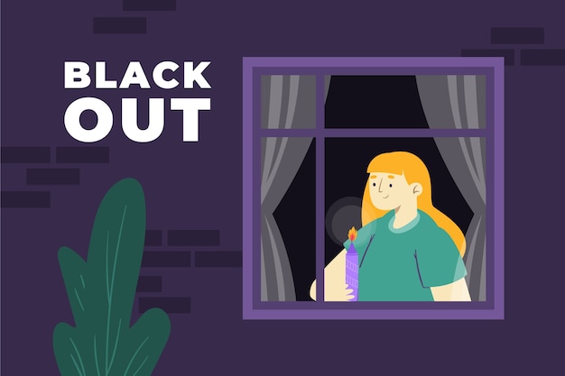 Vector hand drawn flat design blackout illustration