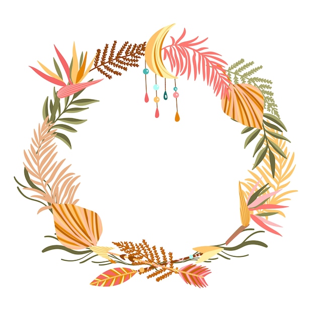 Vector hand drawn flat design boho frame design