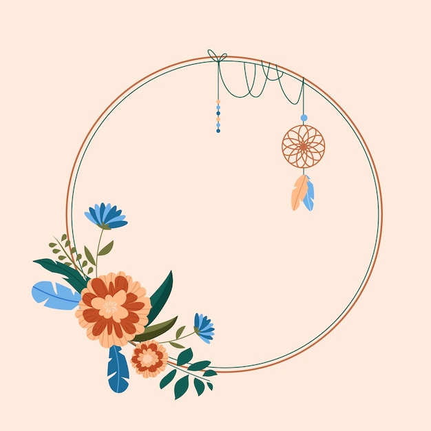 Vector hand drawn flat design boho frame design