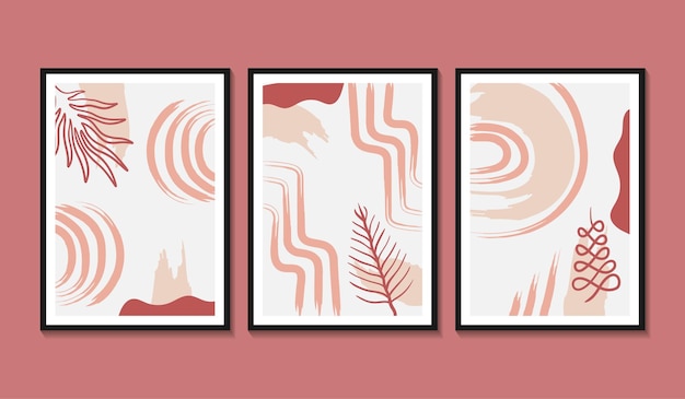 Hand drawn flat design boho wall art gallery