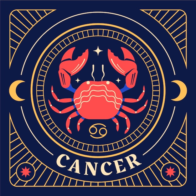 Modello di logo del cancro di design piatto disegnato a mano