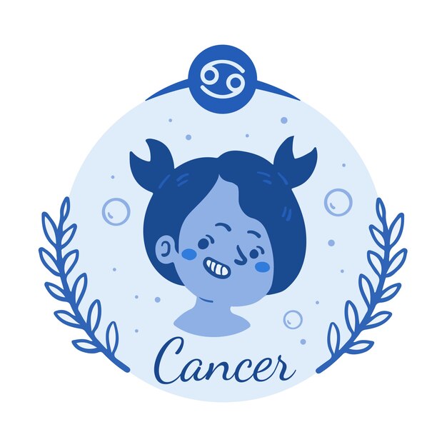 Vettore logo del cancro design piatto disegnato a mano