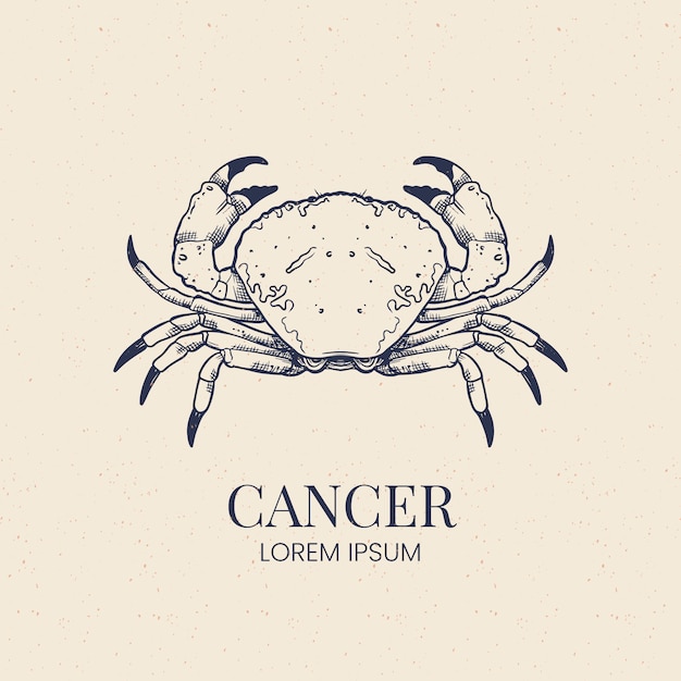 Logo del cancro design piatto disegnato a mano