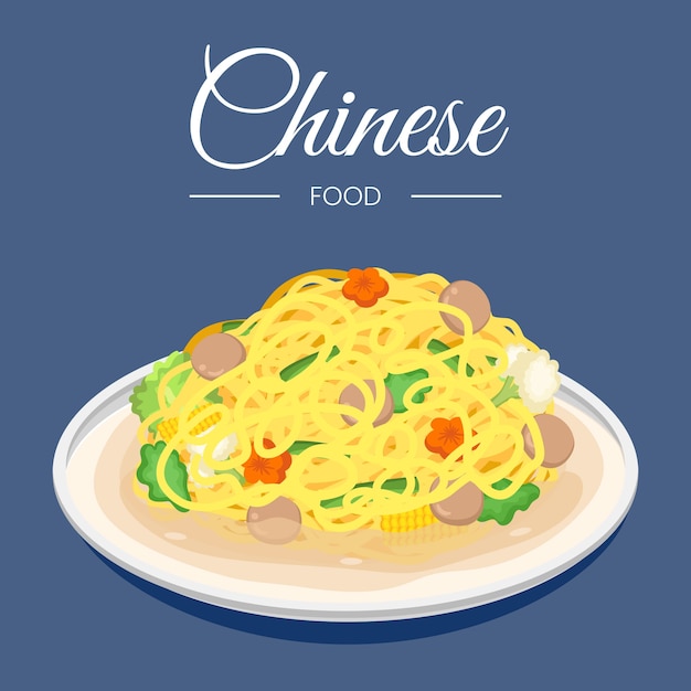 Vector hand drawn flat design chinese food illustration