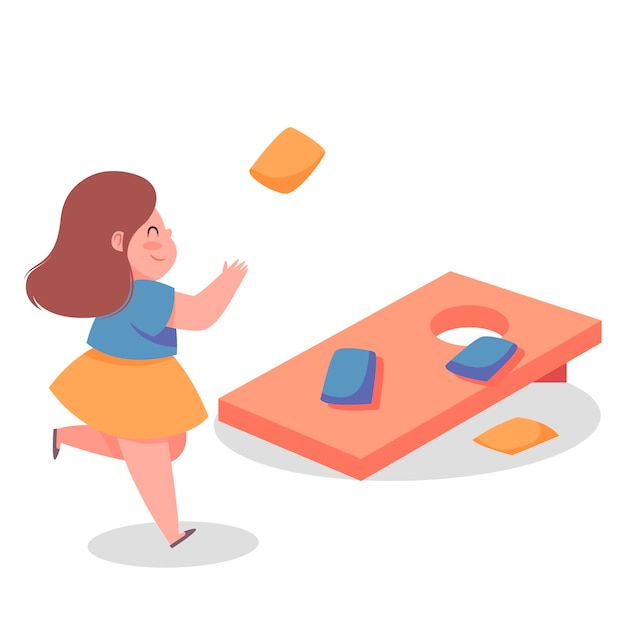 Hand drawn flat design cornhole game