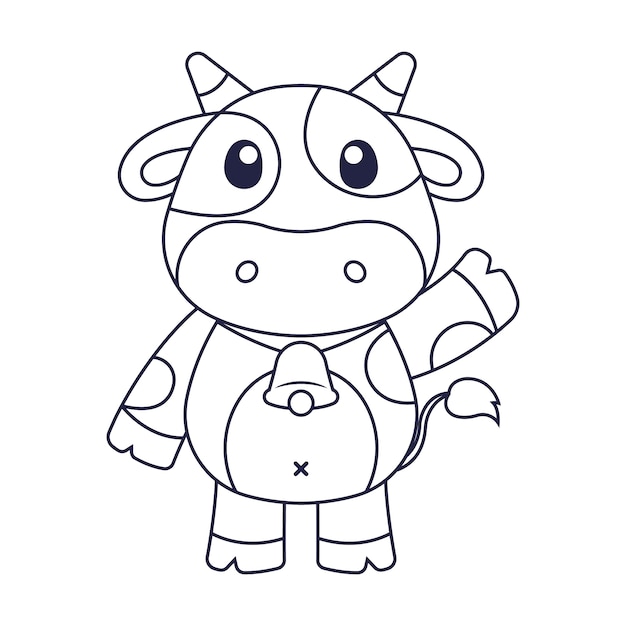 Hand drawn flat design cow outline