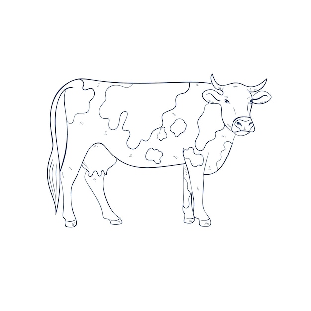 ベクトル 手描きのフラットなデザインの牛の輪郭