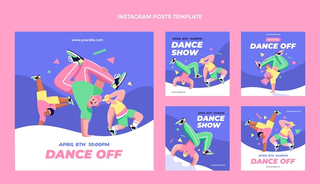 Vector hand drawn flat design dance show template